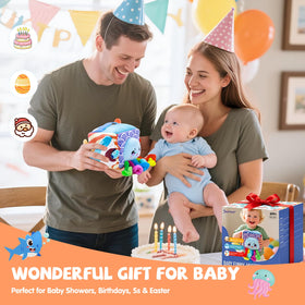 SAIMAND toys support grip development and cause‑and‑effect understanding.