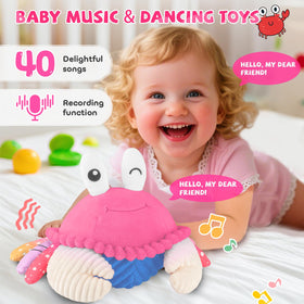 SAIMAND pink crab musical toy featuring 40 songs for musical exploration