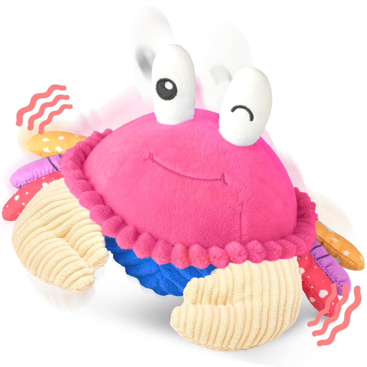 SAIMAND pink crawling crab toy dancing to encourage leg movement and chase play