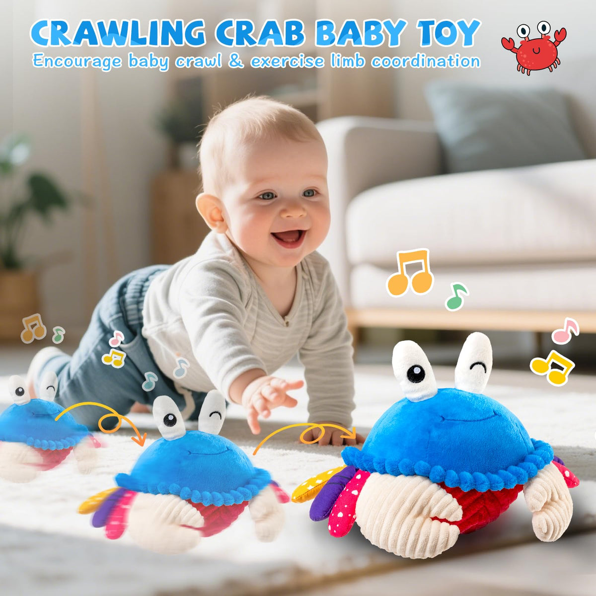 SAIMAND soft plush crab invites cuddles and gentle sensory exploration.