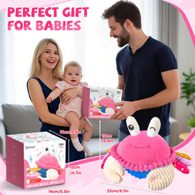 SAIMAND tummy-time companion crab toy supports sensory exploration