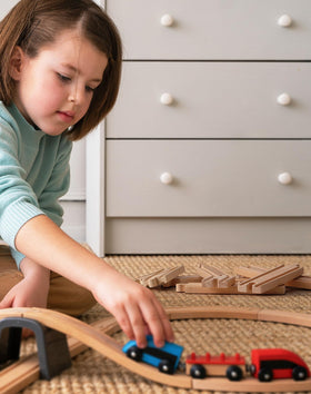SainsSmart Jr 52-piece set supports STEM play and problem solving.