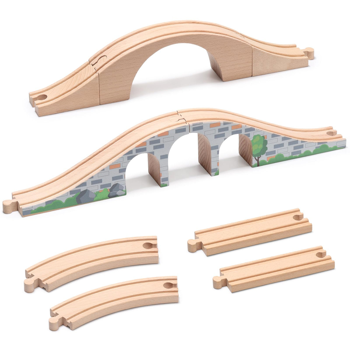 SainSmart Jr wooden train bridge set with two bridges for imaginative play