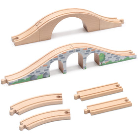 SainSmart Jr wooden train bridge set with two bridges for imaginative play