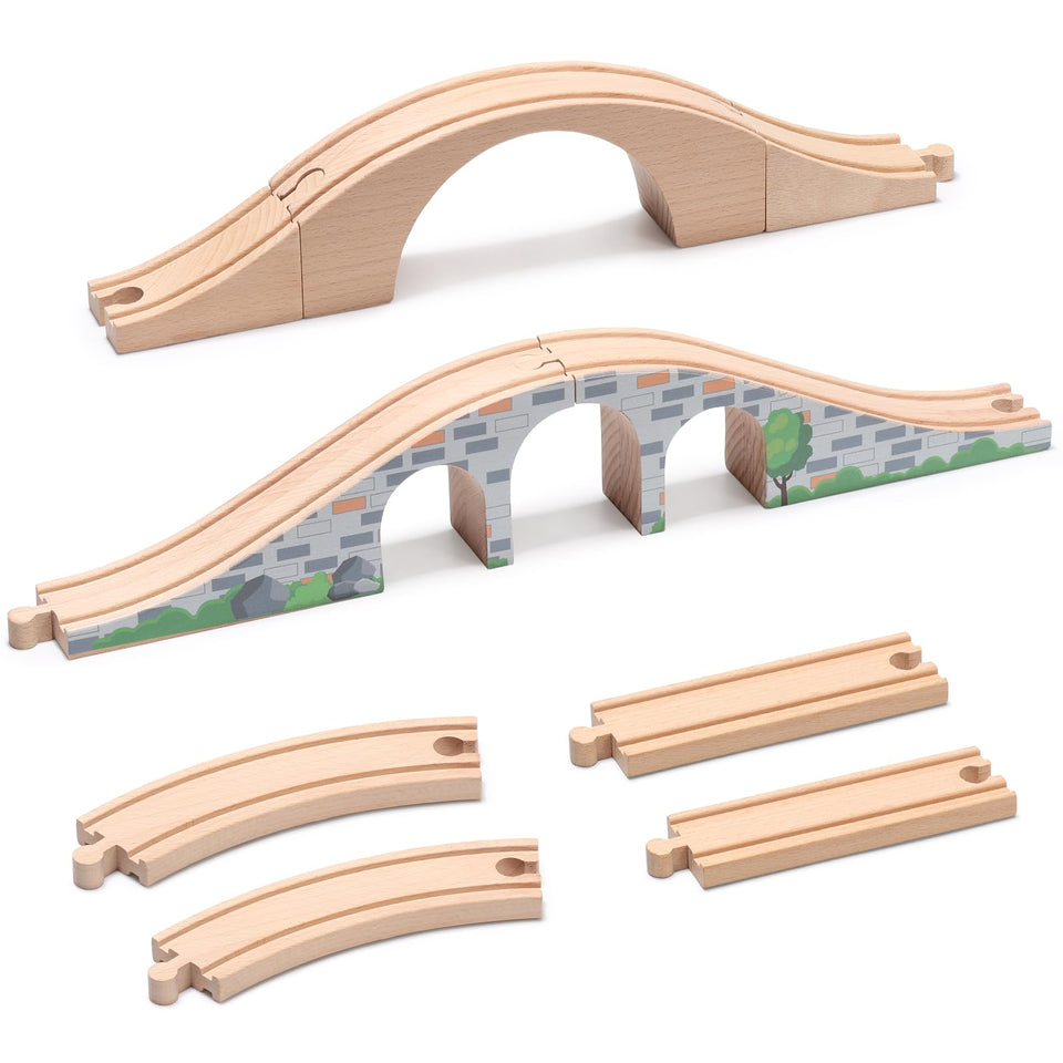 SainSmart Jr wooden train bridge set with two bridges for imaginative play