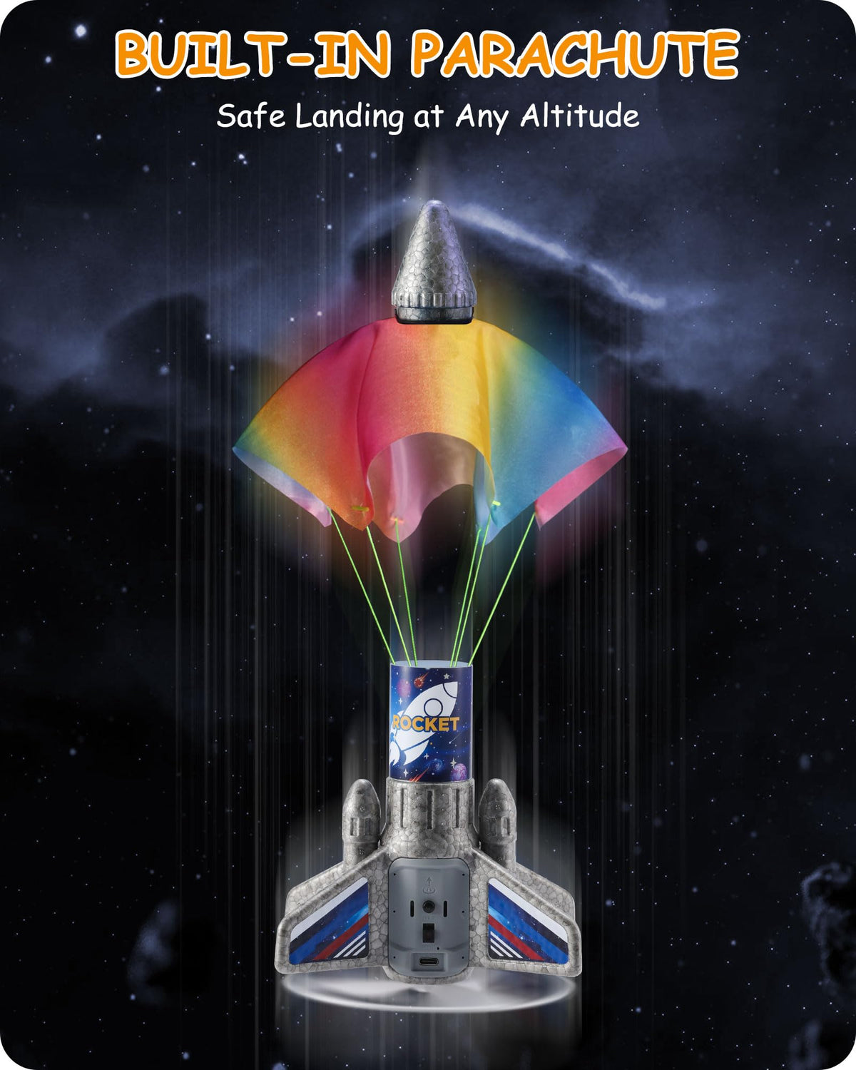 SainSmart Jr. rocket with blue LED for day and night visibility during play