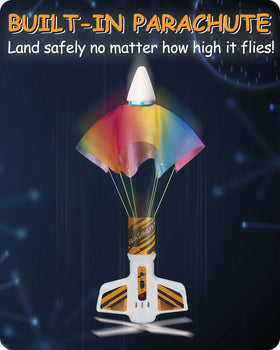 SainSmart Jr. Rocket Launcher parachute deploying for safe landings.