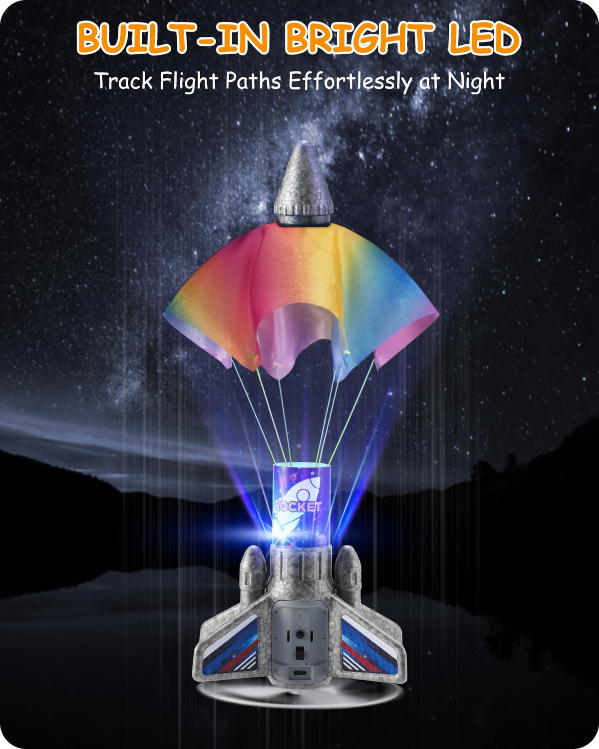 Ultra-light EPP foam body withstands repeated landings on SainSmart Jr. rocket