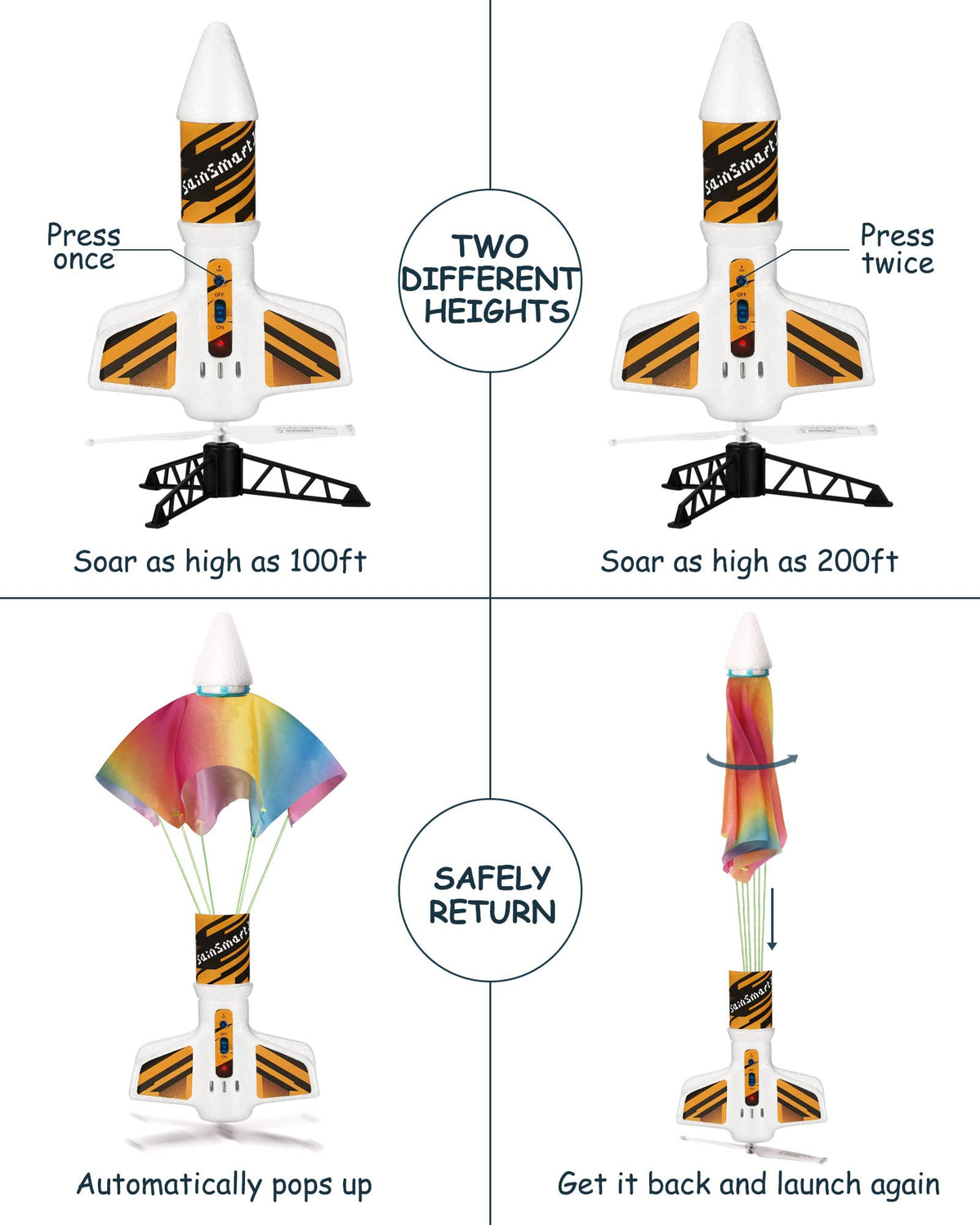 SainSmart Jr. Rocket Launcher white design ideal for outdoor gift ideas.