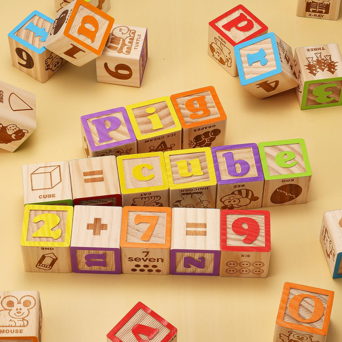 Stacks of SainSmart Jr blocks illustrate building and counting practice.
