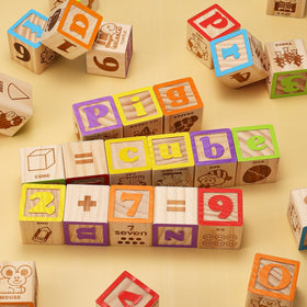 Stacks of SainSmart Jr blocks illustrate building and counting practice.