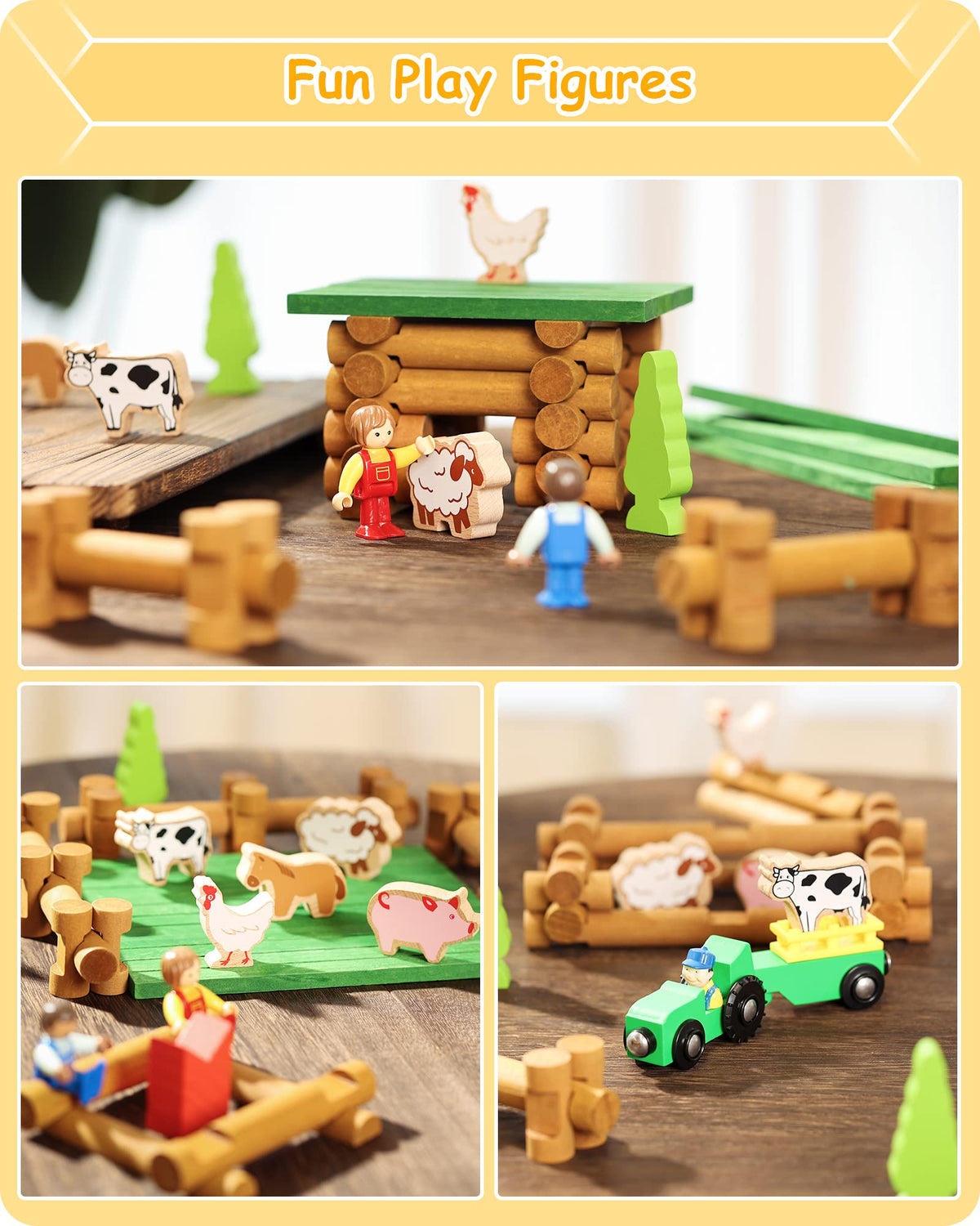 SainSmart Jr log cabin pieces ready for easy assembly and durable playtime