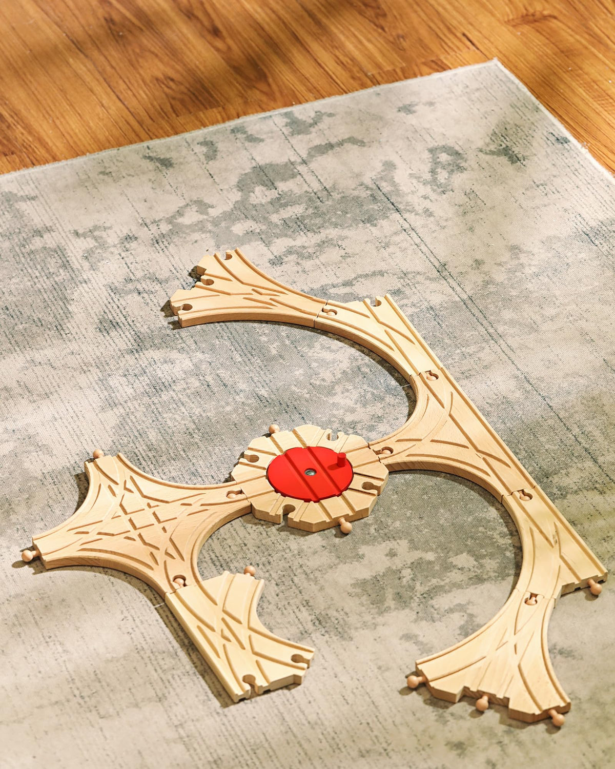 SainSmart Jr wooden tracks demonstrate universal compatibility with Brio and Thomas brands.