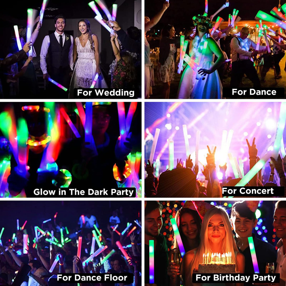 SAIRFWOO glow stick with 3 flashing modes for dynamic dance floor effects.