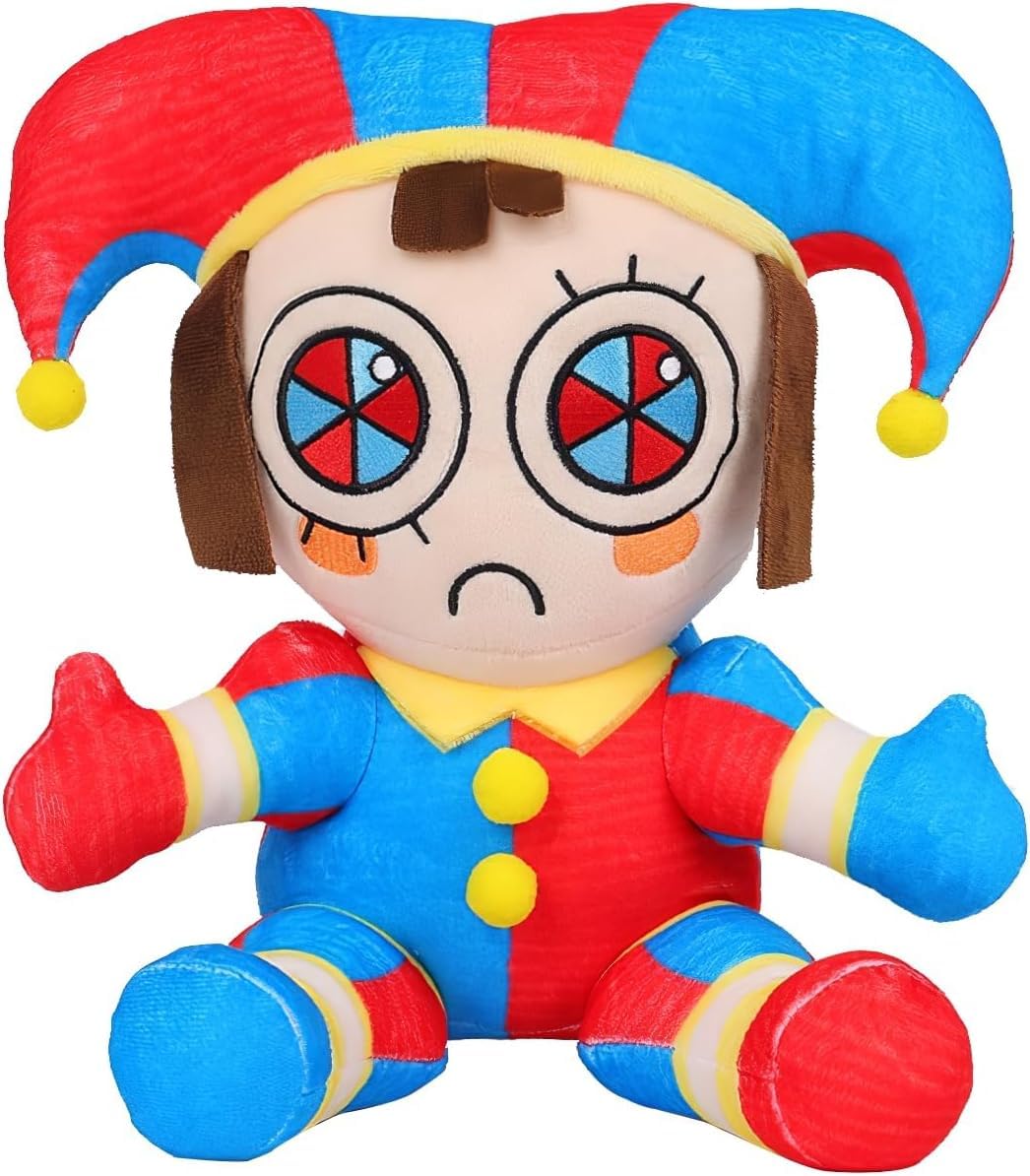 SAJISP Pomni plush front view, soft cuddle buddy for play and display