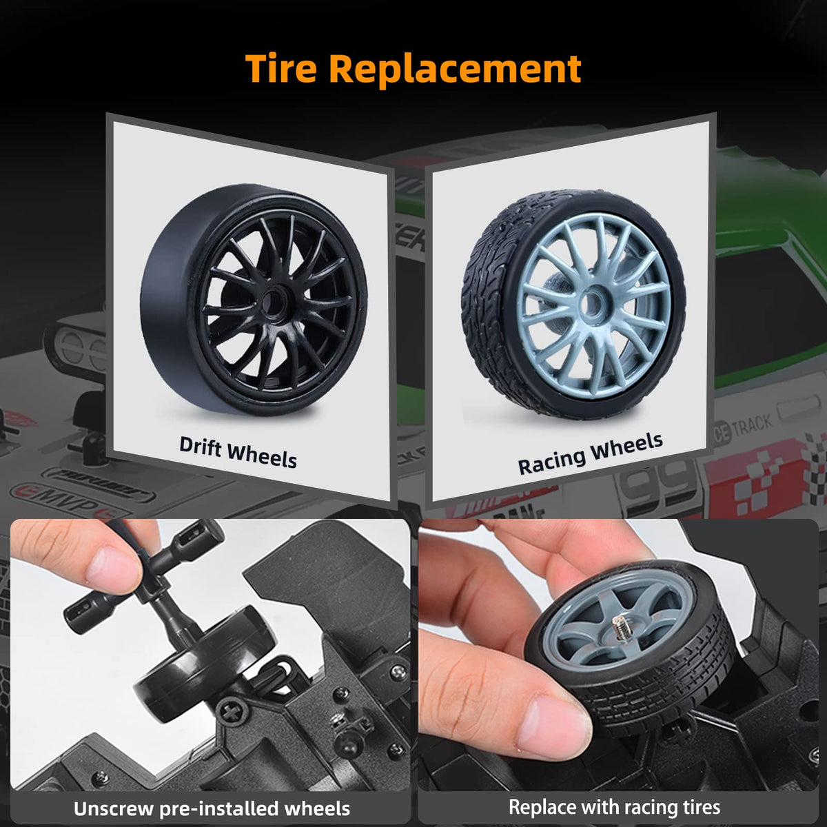 Sakeye RC Drift Car two batteries extend playtime for longer sessions.