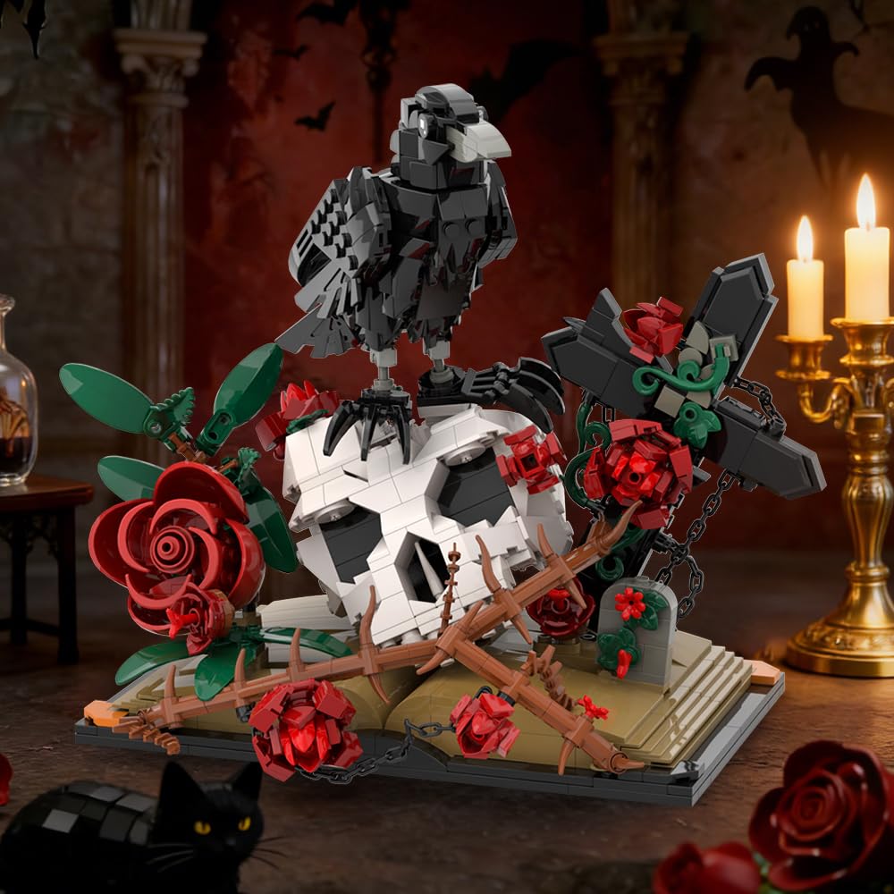 SALJGKS Gothic skull with ornate chains adds dramatic decor.