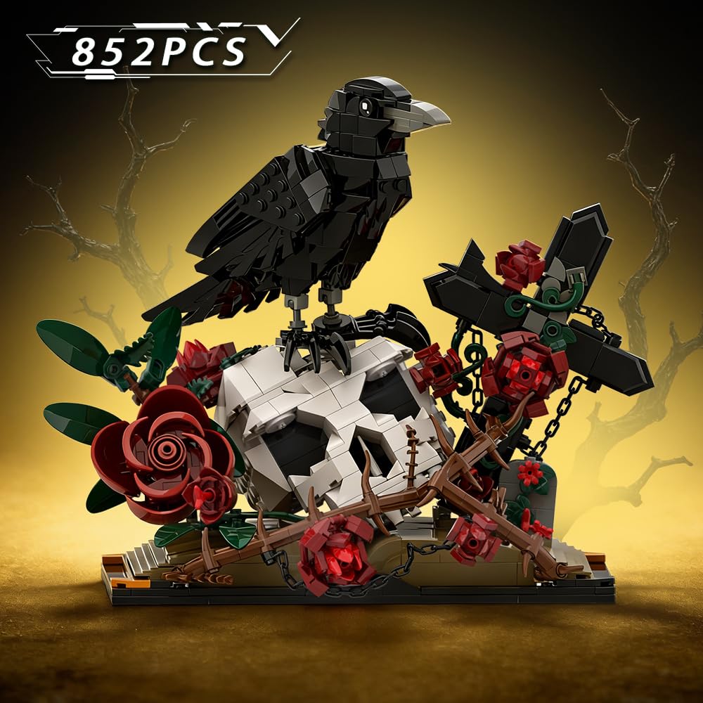 SALJGKS Gothic raven on skull creates a striking focal point.