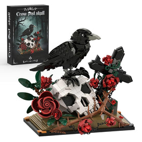 SALJGKS Gothic raven skull rose centerpiece with dual-base display options.