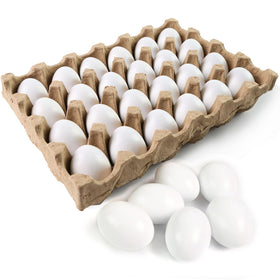 SallyFashion 24-piece white wooden eggs for Easter crafts, durable and reusable for kids' play.