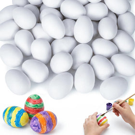 SallyFashion 90PCS White Paintable Easter Eggs ready for decorating with color and texture.