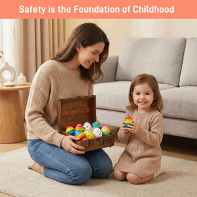 SallyFashion Montessori-friendly eggs support counting and object-permanence activities.