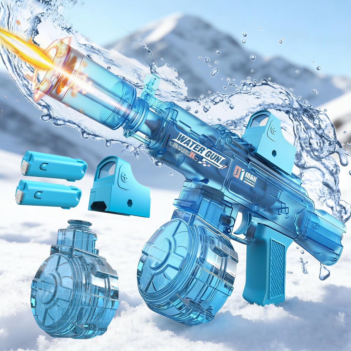 Samaraiuno electric water gun with LED light for nighttime play and long-range squirting.