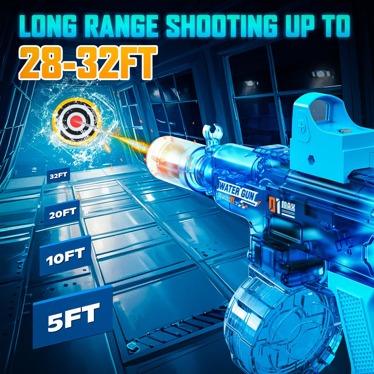 Samaraiuno long-range 32ft water blaster offers extended reach for dynamic water fights.