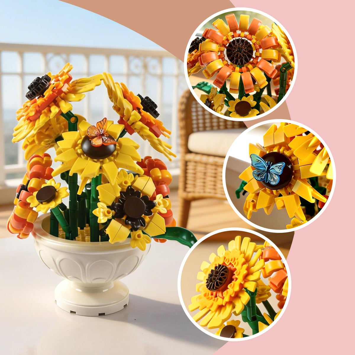 SameTech Sunflower Building Blocks Sunflowers showcase detailed textures for artistic display.