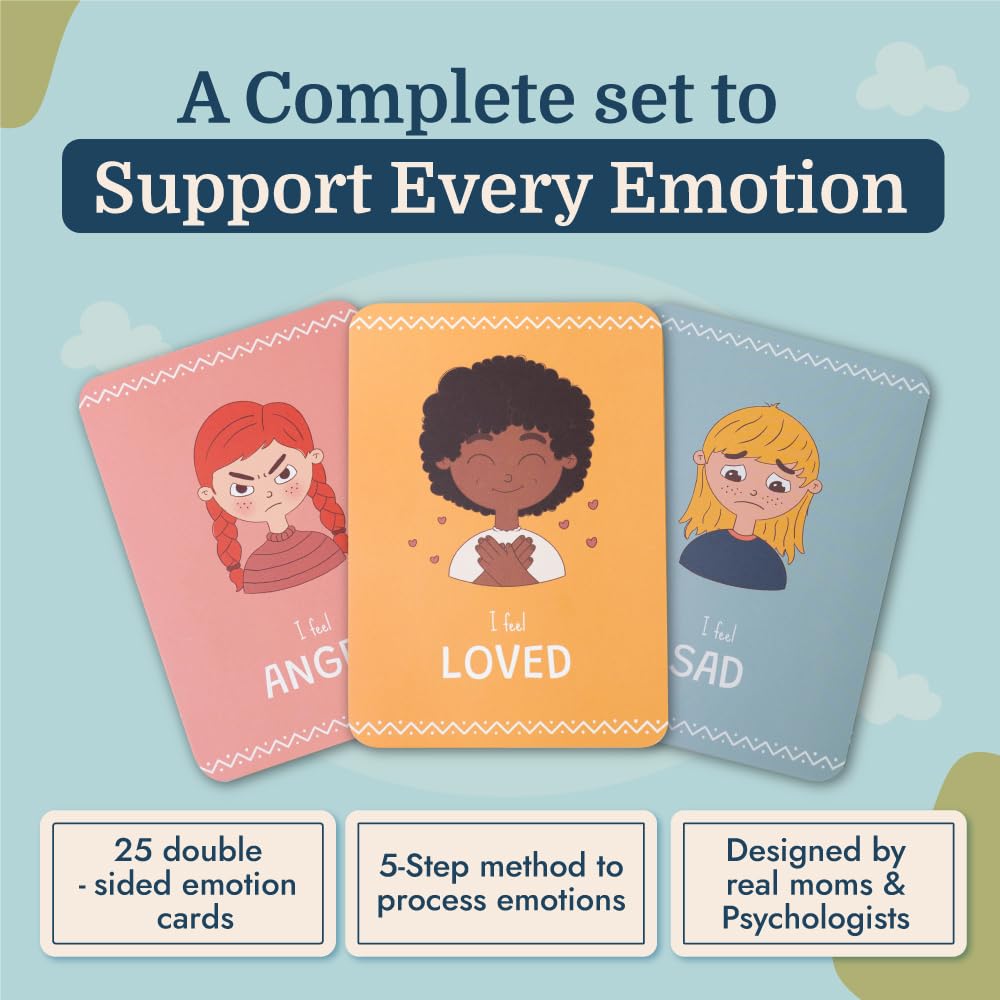 Samma Sati emotion flashcards highlight happy and sad scenes for social learning.