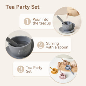 Samonyed silicone coasters protect surfaces during pretend tea parties.