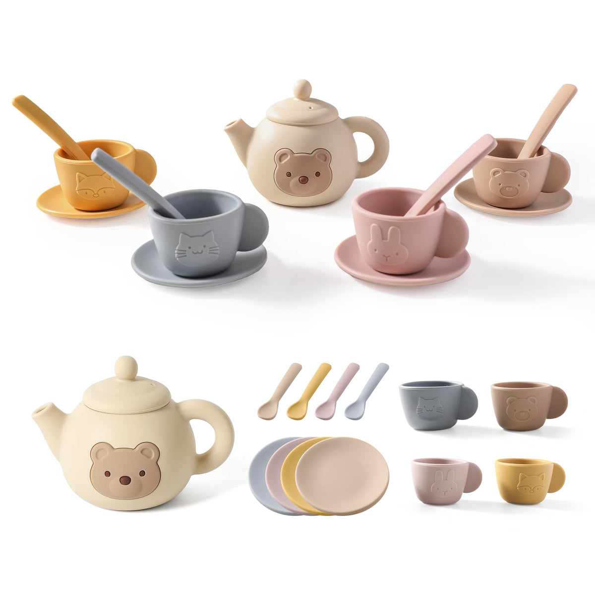 Samonyed bear-themed teapot inspires imaginative tea time play.