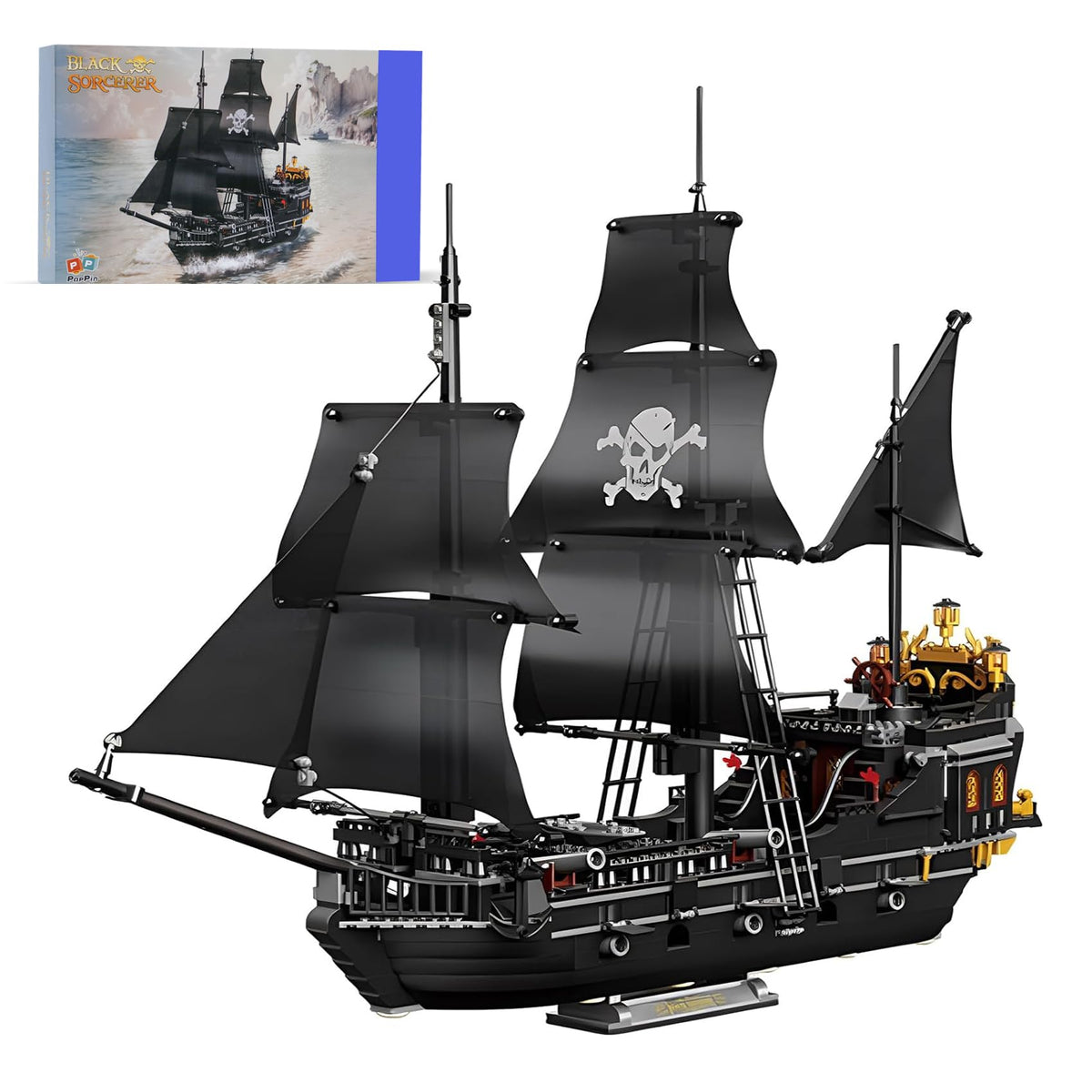 SAMYBLOCKS pirate ship exterior view for sturdy display