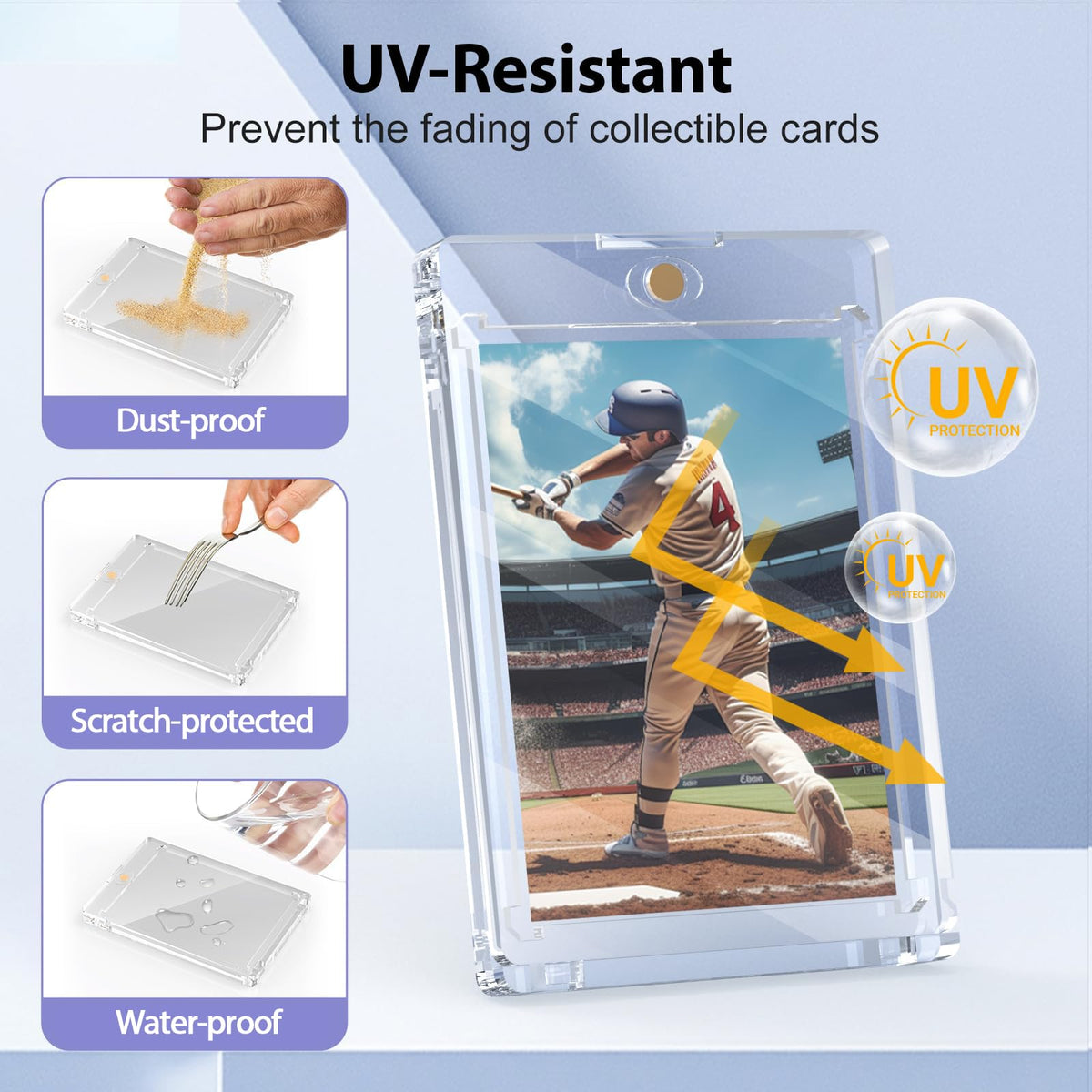 SAMYUCHO 130PT case close-up reveals crystal-clear display of card details