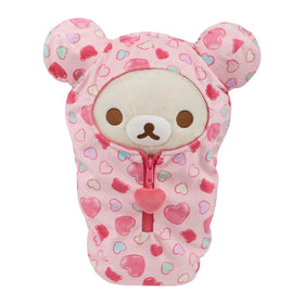 San-X Original Rilakkuma Hearts Sleeping Bag 15-inch front view for cozy play.