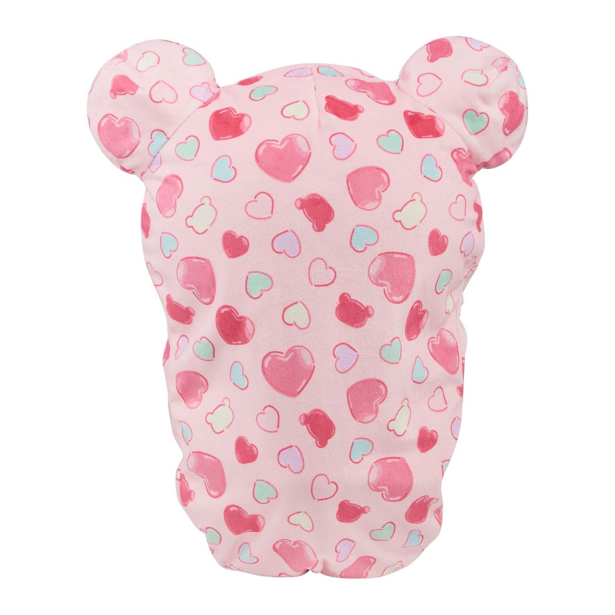 Soft fabric closeup showing heart print and tactile comfort for hugs.