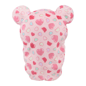 Soft fabric closeup showing heart print and tactile comfort for hugs.