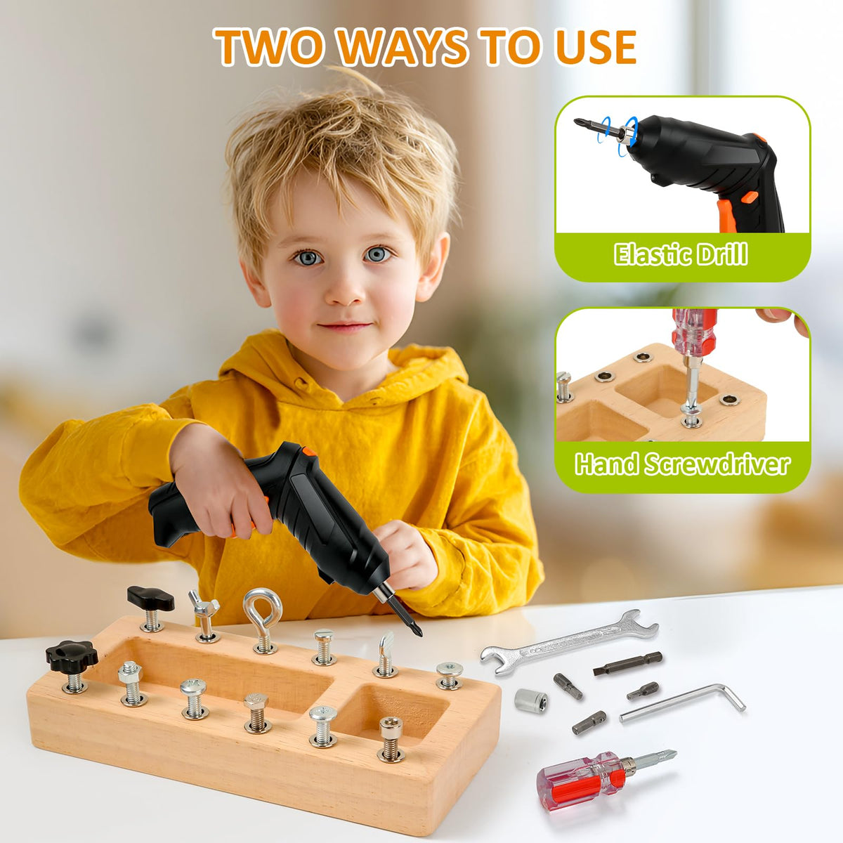 SANANT Montessori Screwdriver Board Tools in Use: promotes fine motor skills