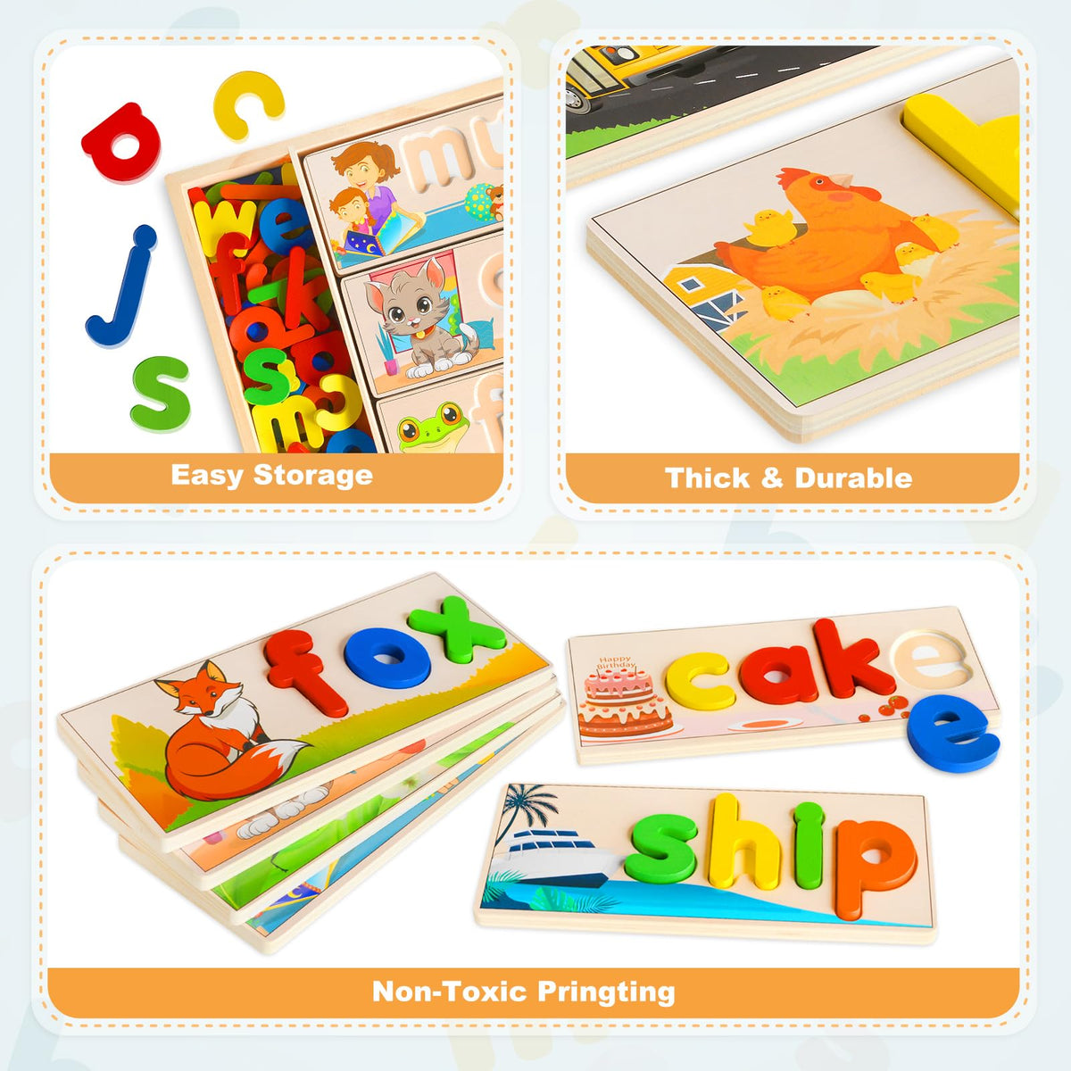 SANANT smooth edged wood and thick CVC cards for safe learning