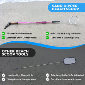 Sand Dipper pink detachable scoop basket for versatile use.