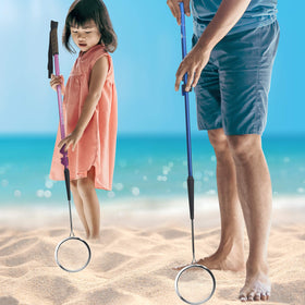 Sand Dipper removable blue sifter basket enabling quick switch to walking stick.