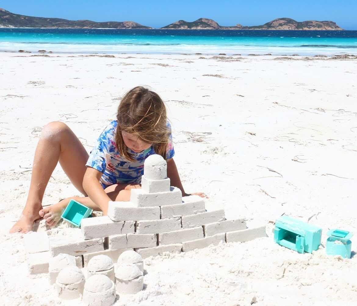 Sand Pal cube mold helps kids build sturdy structures with ease