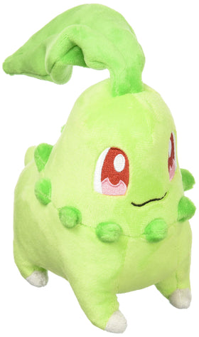 Sanei Chikorita 6 inch plush front view for cuddling and display