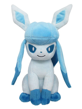Sanei Glaceon plush side view highlighting teal hat-inspired design