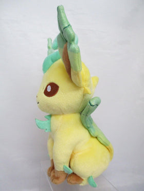 Sanei Leafeon plush back view shows sprouts and plush texture, great for collectors.