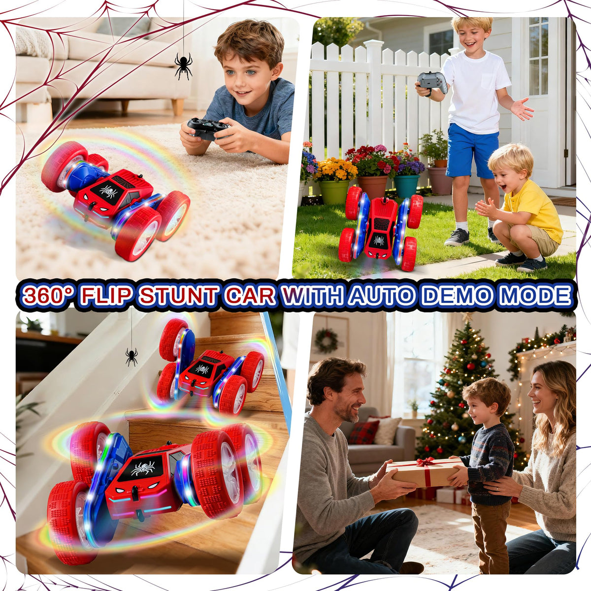 SANGQAOFU Spider RC Car 2.4GHz remote, reliable connection for racing with friends.