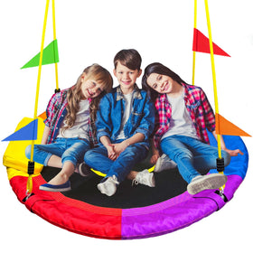 Sanjlmu 40-inch tree swing front view for backyard play
