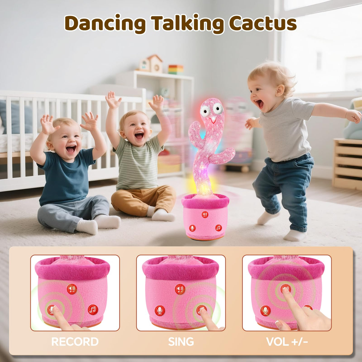 SANJOIN cactus with four level volume for daytime quiet play