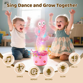 SANJOIN cactus toy records and repeats toddler words for interactive fun
