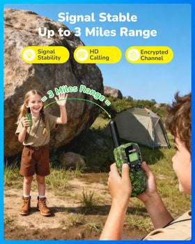 SANJOIN camouflage walkie talkie back view showing compact grip.